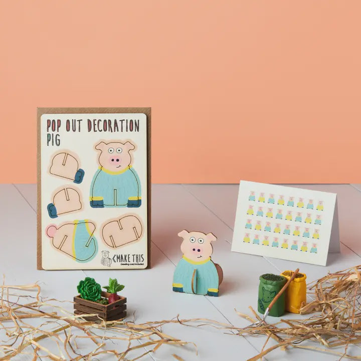 Pop Out Greeting Card Pig