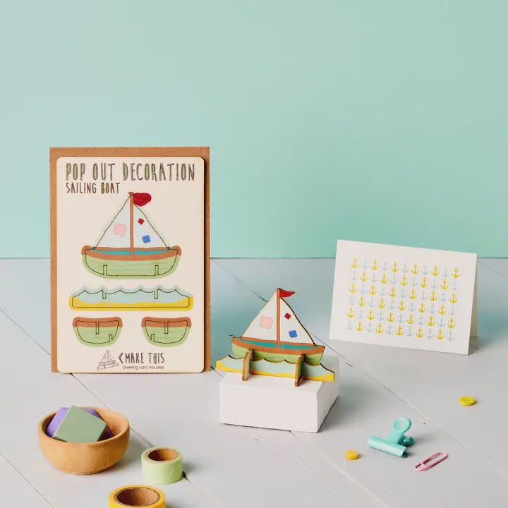 Pop Out Greeting Card Sailing Boat